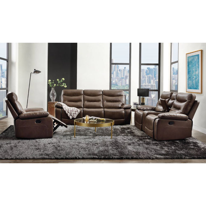 Aashi Brown Leather Reclining Living Room Set