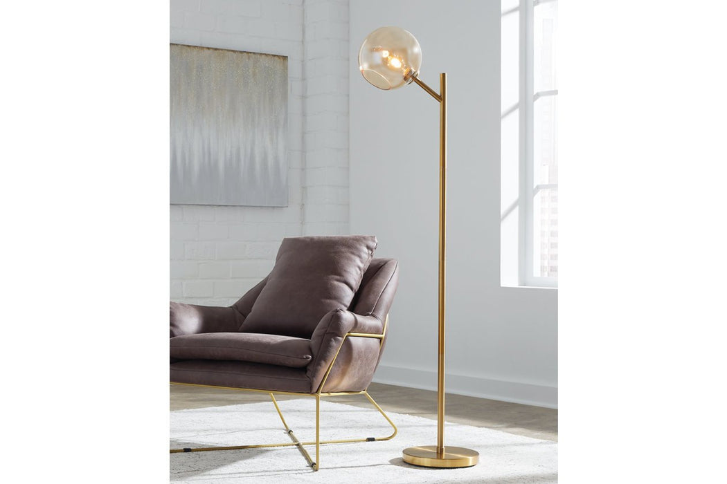 Abanson Amber/Gold Finish Floor Lamp - L206021 - Gate Furniture