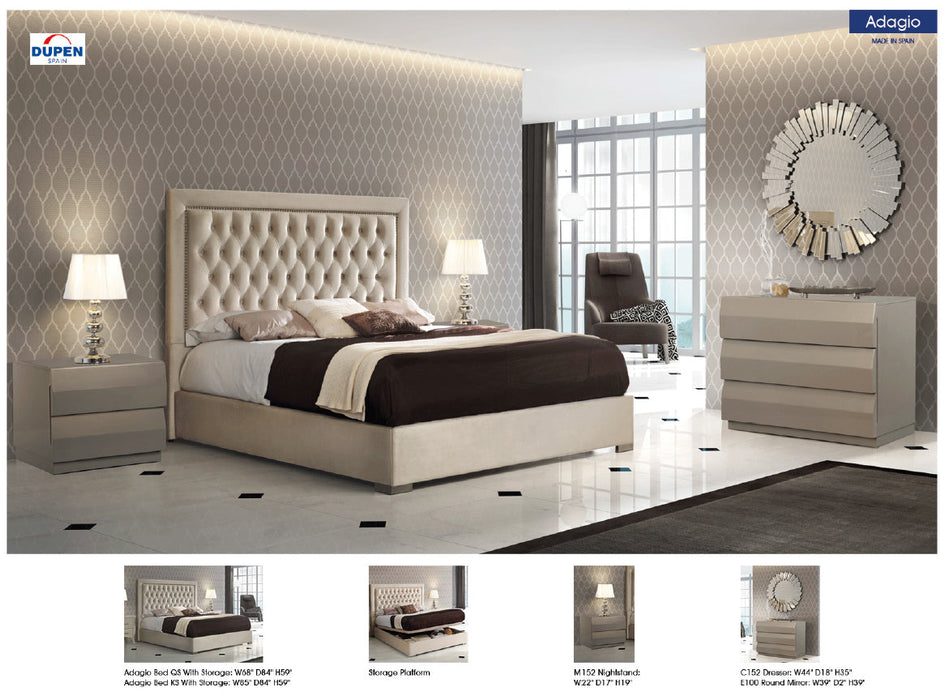 Adagio Bedroom W/Storage, M152, C152, E100 Set - Gate Furniture