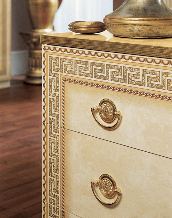 Aida Ivory Bedroom W/Gold, Camelgroup Italy Set - Gate Furniture