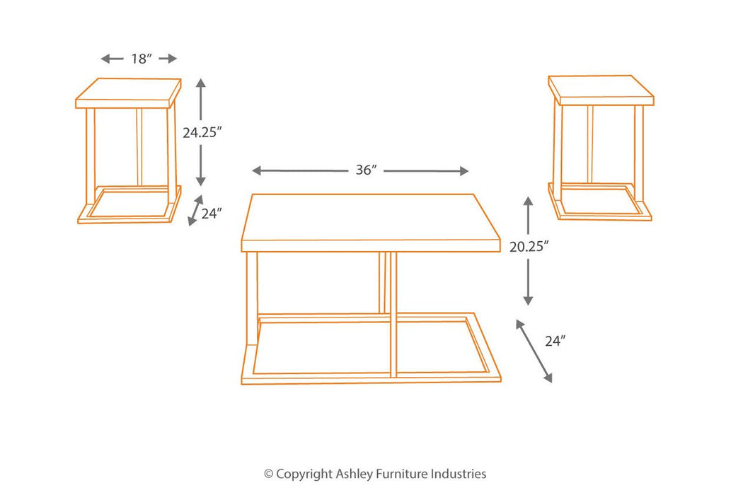 Airdon Bronze Finish Table (Set of 3) - T194-13 - Gate Furniture