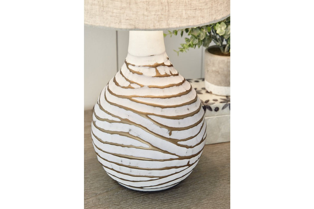 Aleela White/Gold Finish Table Lamp - L204194 - Gate Furniture