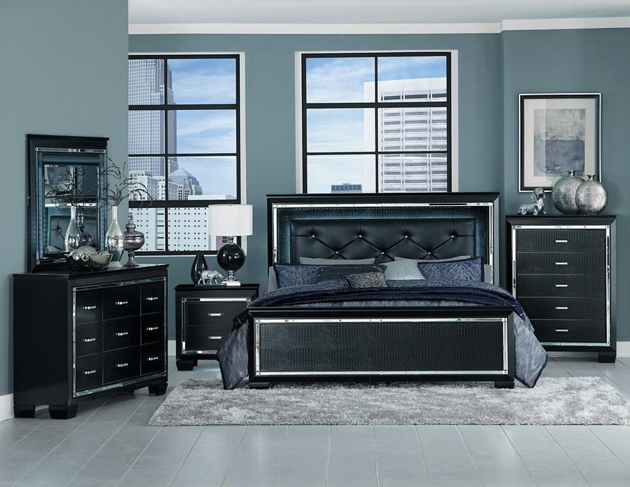 Allura Black LED King Panel Bed - 1916KBK-1EK - Gate Furniture