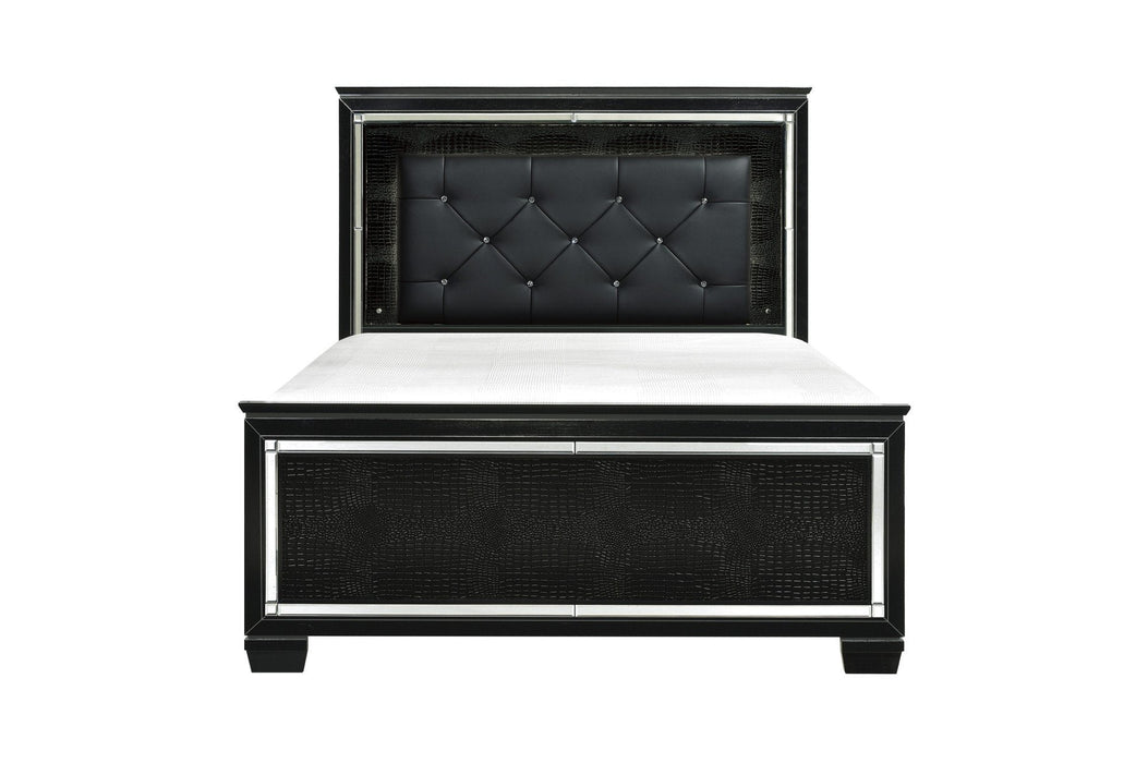 Allura Black LED Queen Panel Bed - 1916BK-1 - Gate Furniture