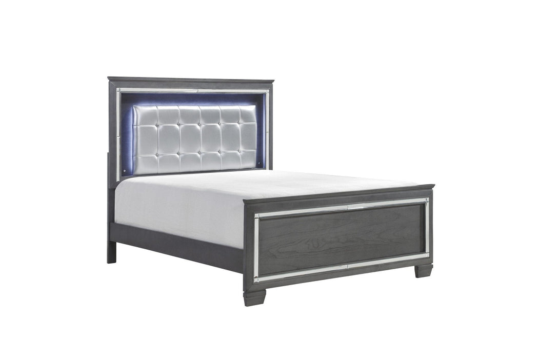 Allura Gray LED King Panel Bed - 1916KGY-1EK - Gate Furniture