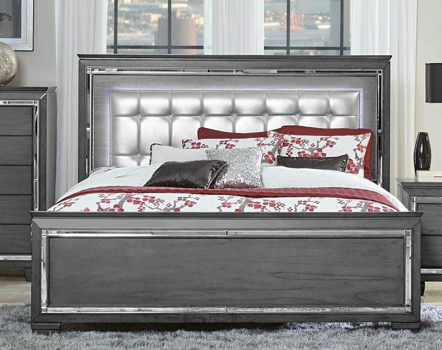 Allura Gray LED Queen Panel Bed - 1916GY-1 - Gate Furniture