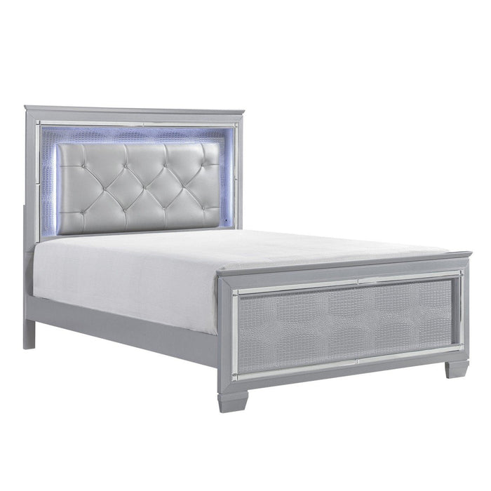 Allura Silver LED Queen Panel Bed - 1916-1 - Gate Furniture