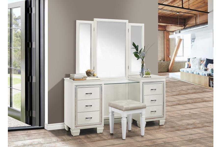 Allura White Vanity Set with Stool - 1916W/14/15 - Gate Furniture