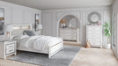 Altyra White Upholstered Bookcase LED Panel Bedroom Set - Gate Furniture
