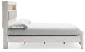 Altyra White Upholstered Bookcase LED Queen Panel Bed - Gate Furniture