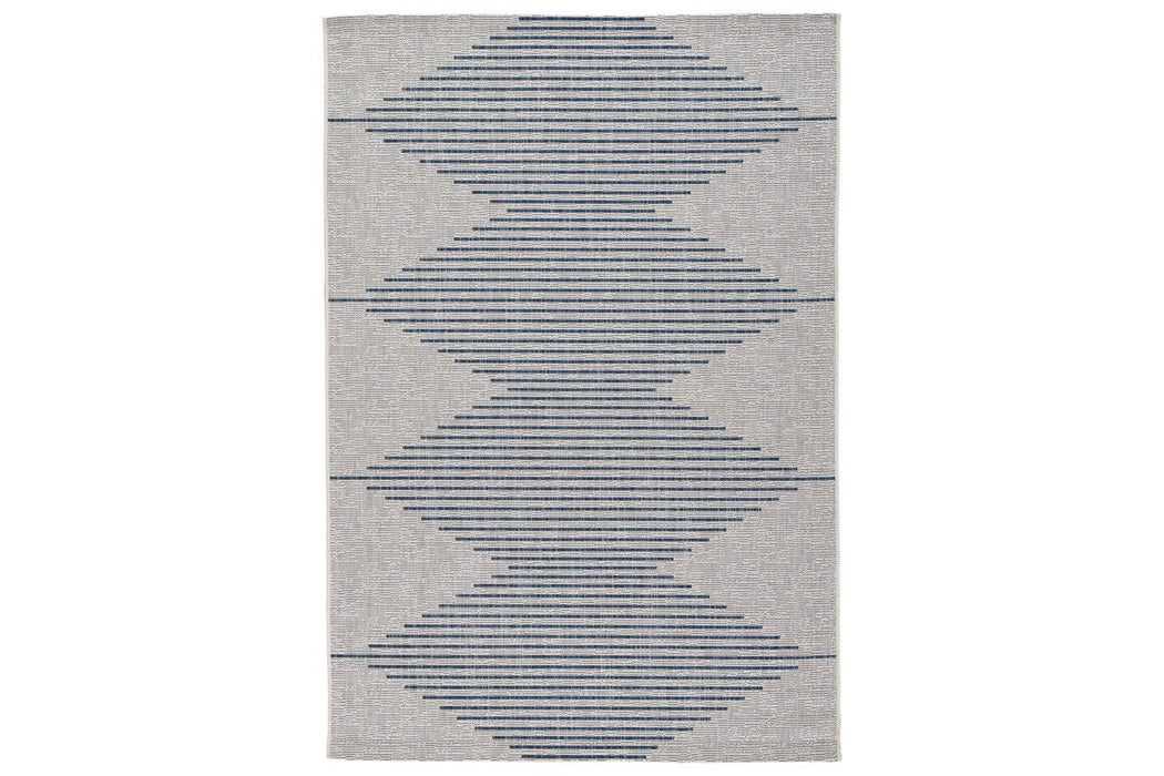 Alverno White/Blue Large Rug - R405001 - Gate Furniture