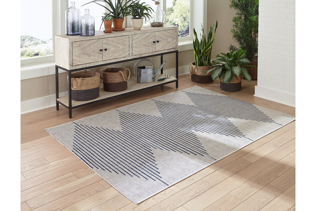 Alverno White/Blue Large Rug - R405001 - Gate Furniture