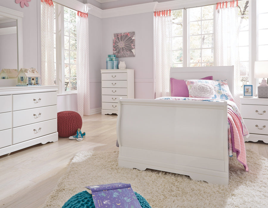 Anarasia White Twin Sleigh Bed - Gate Furniture