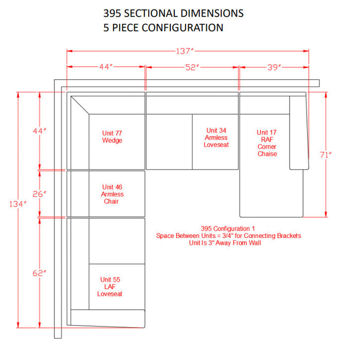 Ardsley Pewter RAF Sectional - Gate Furniture