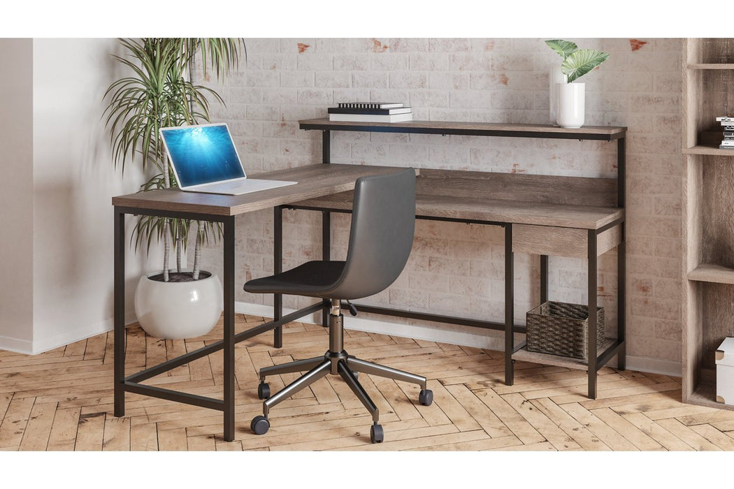 Arlenbry Gray Home Office L-Desk with Storage - H275-24 - Gate Furniture
