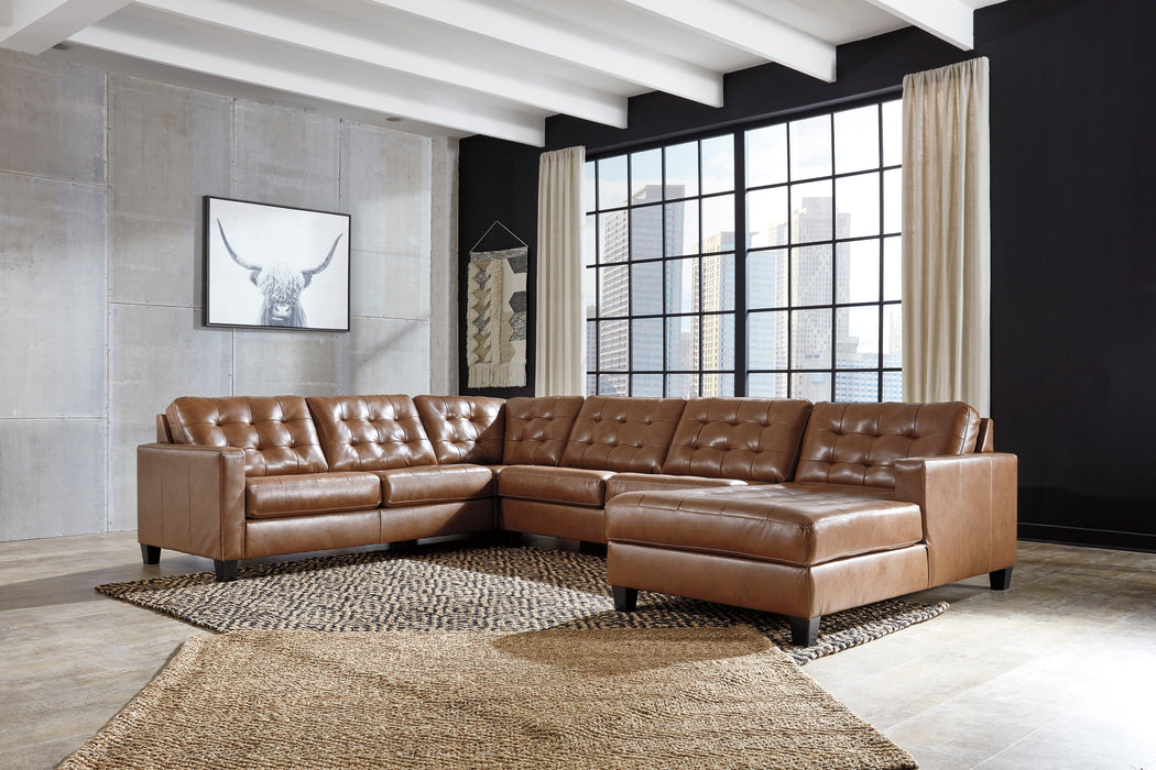 Baskove Auburn Large Leather RAF Sectional - Gate Furniture