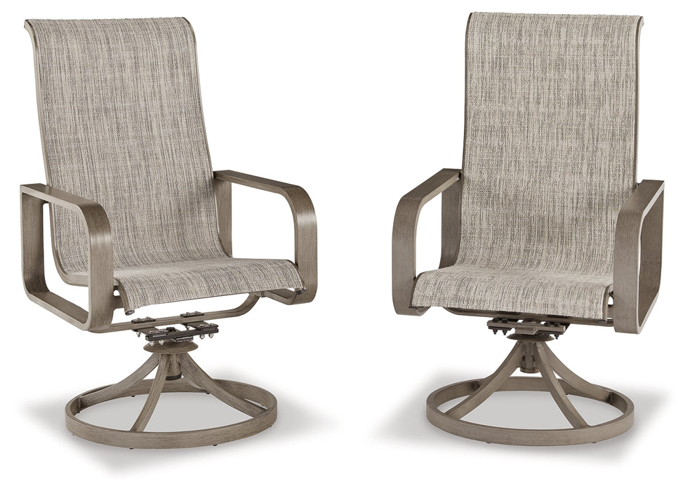 Beach Front Sling Swivel Chair (Set of 2) - P323-603A - In Stock Furniture