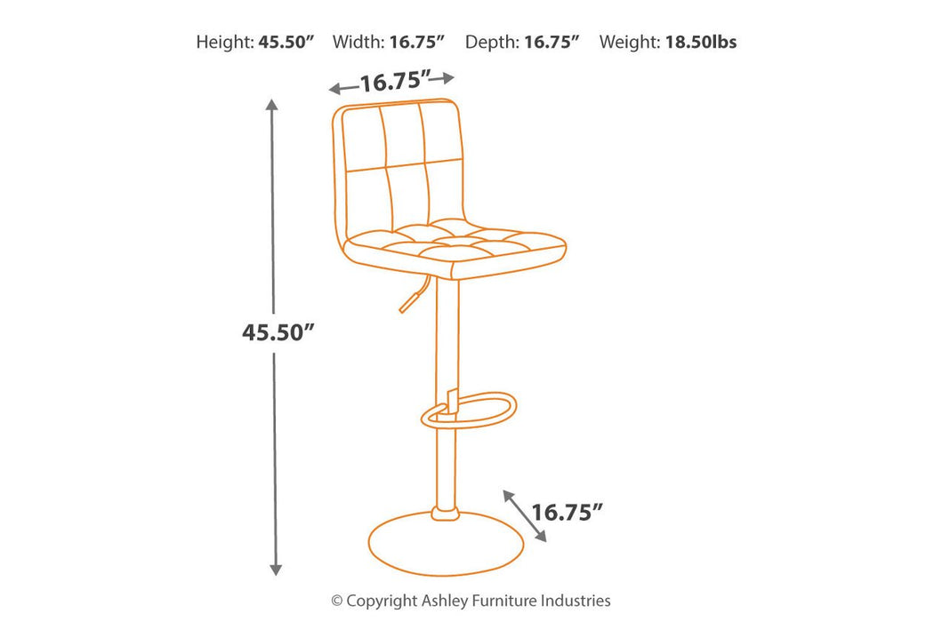 Bellatier Black/Chrome Finish Adjustable Height Bar Stool - D120-130 - Gate Furniture