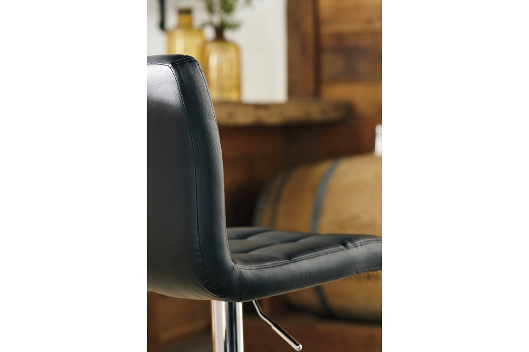 Bellatier Black/Chrome Finish Adjustable Height Bar Stool - D120-130 - Gate Furniture