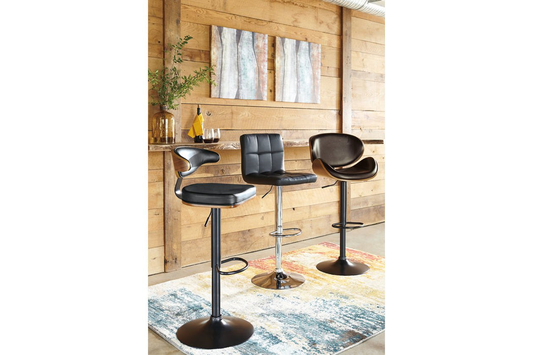 Bellatier Black/Chrome Finish Adjustable Height Bar Stool - D120-130 - Gate Furniture