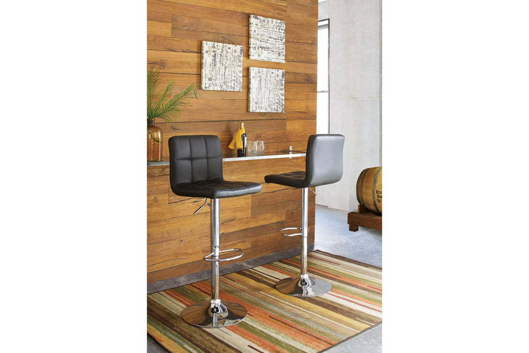 Bellatier Black/Chrome Finish Adjustable Height Bar Stool - D120-130 - Gate Furniture
