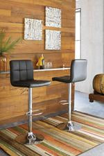 Bellatier Black/Chrome Finish Adjustable Height Bar Stool - D120-130 - Gate Furniture