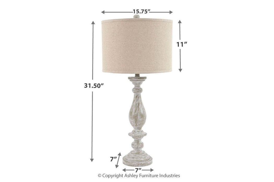 Bernadate Whitewash Table Lamp (Set of 2) - L235344 - Gate Furniture