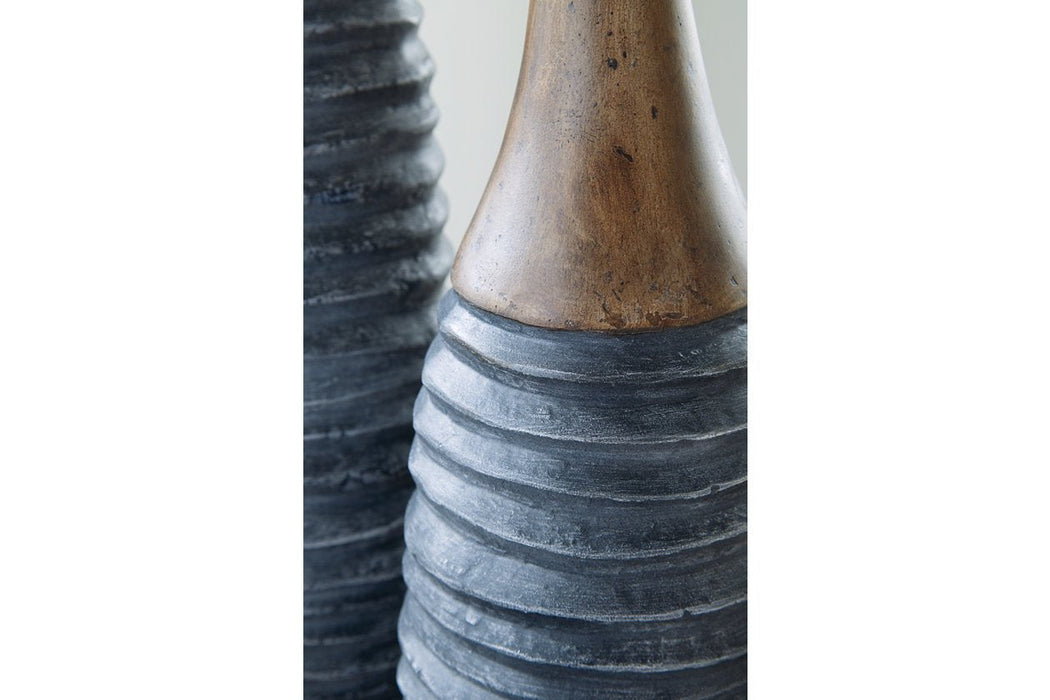 BLAYZE Antique Gray/Brown Vase (Set of 2) - A2000388 - Gate Furniture