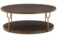 Brazburn Dark Brown/Gold Finish Coffee Table - T185-8 - Gate Furniture