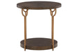 Brazburn Dark Brown/Gold Finish End Table - T185-6 - Gate Furniture
