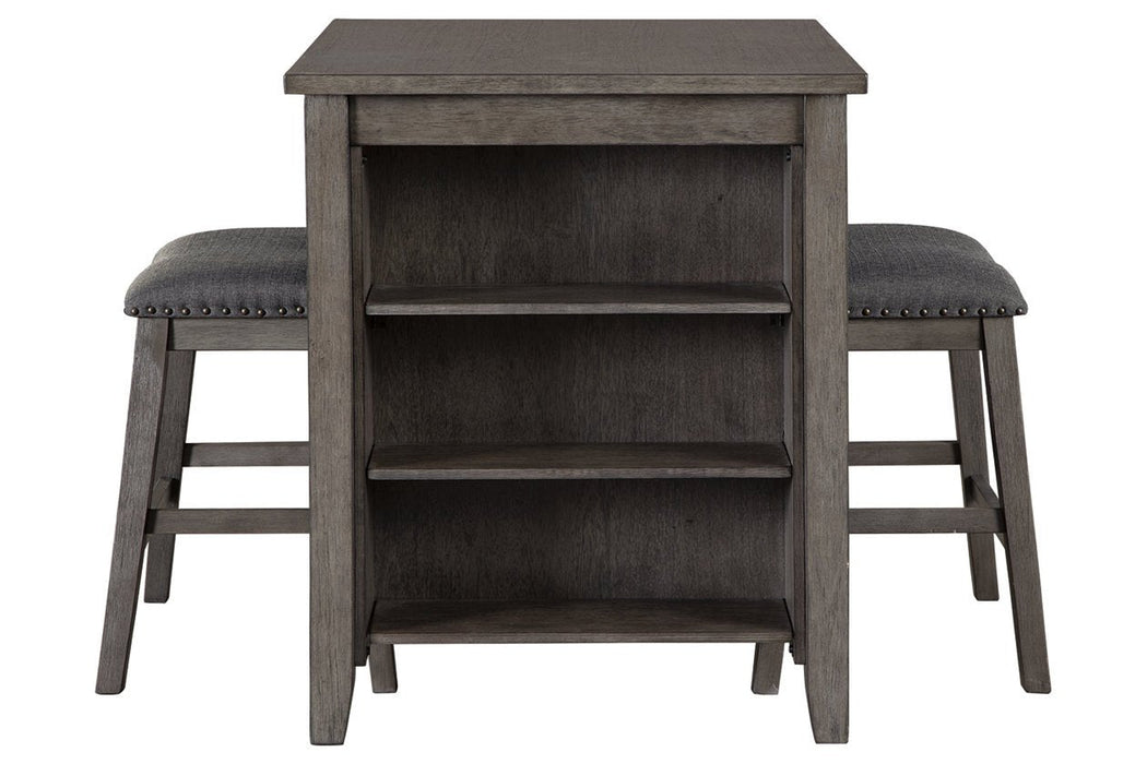 Caitbrook Gray Counter Height Dining Table and Bar Stools (Set of 3) - D388-113 - Gate Furniture