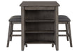 Caitbrook Gray Counter Height Dining Table and Bar Stools (Set of 3) - D388-113 - Gate Furniture