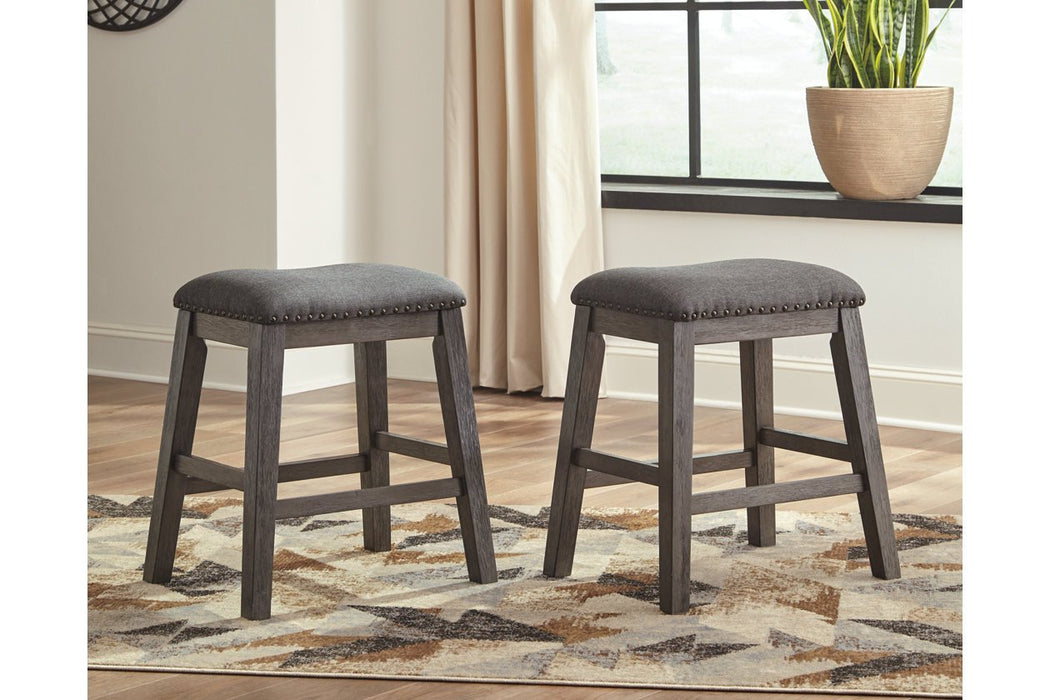 Caitbrook Gray Counter Height Upholstered Bar Stool (Set of 2) - D388-024 - Gate Furniture