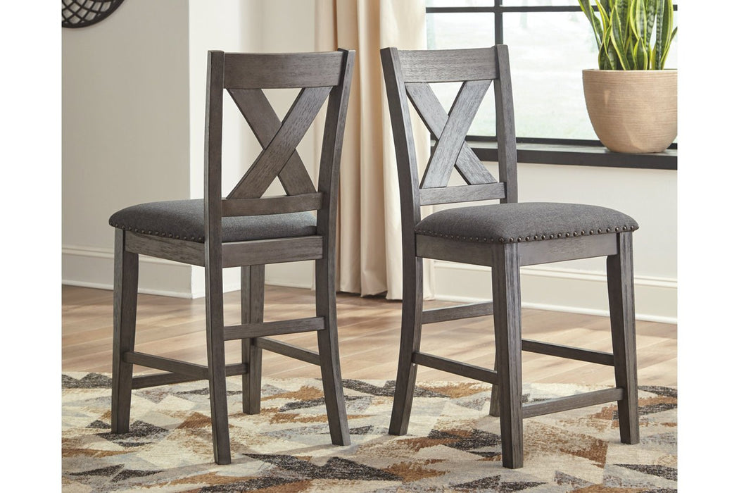 Caitbrook Gray Counter Height Upholstered Bar Stool (Set of 2) - D388-124 - Gate Furniture