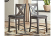 Caitbrook Gray Counter Height Upholstered Bar Stool (Set of 2) - D388-124 - Gate Furniture