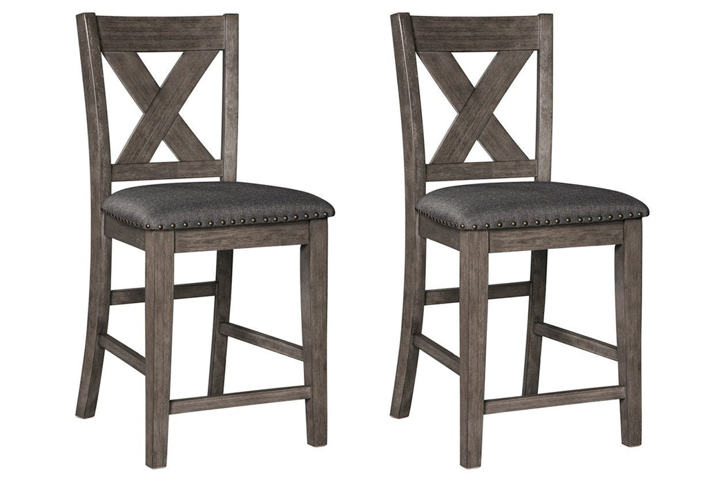 Caitbrook Gray Counter Height Upholstered Bar Stool (Set of 2) - D388-124 - Gate Furniture
