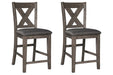 Caitbrook Gray Counter Height Upholstered Bar Stool (Set of 2) - D388-124 - Gate Furniture