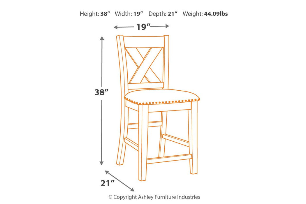 Caitbrook Gray Counter Height Upholstered Bar Stool (Set of 2) - D388-124 - Gate Furniture