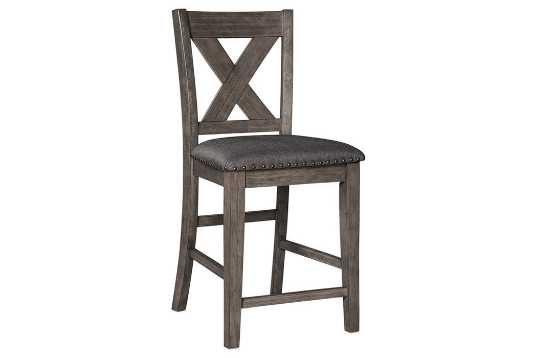 Caitbrook Gray Counter Height Upholstered Bar Stool (Set of 2) - D388-124 - Gate Furniture
