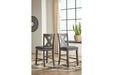 Caitbrook Gray Counter Height Upholstered Bar Stool (Set of 2) - D388-124 - Gate Furniture