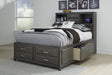 Caitbrook Gray Full Bookcase Storage Bed - Gate Furniture