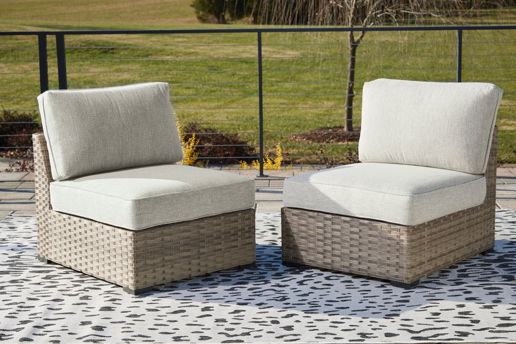 Calworth Outdoor Armless Chair with Cushion (Set of 2) - P458-846 - In Stock Furniture