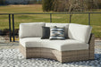 Calworth Outdoor Curved Loveseat with Cushion - P458-861 - In Stock Furniture