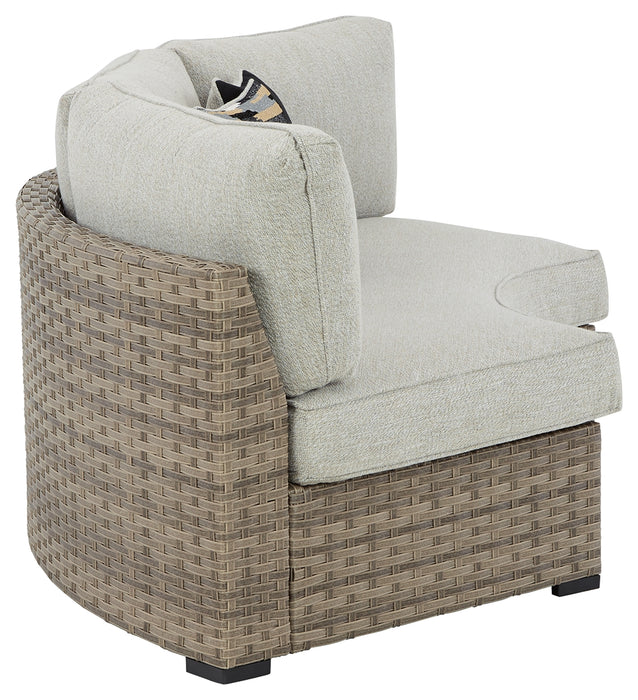 Calworth Outdoor Curved Loveseat with Cushion - P458-861 - In Stock Furniture