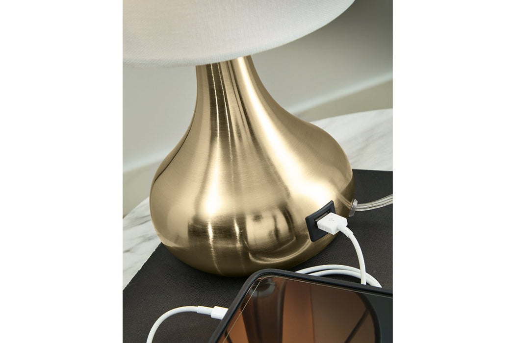 Camdale Brass Finish Table Lamp - L204344 - Gate Furniture