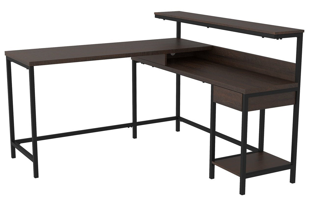 Camiburg Warm Brown Home Office L-Desk with Storage - H283-24 - Gate Furniture