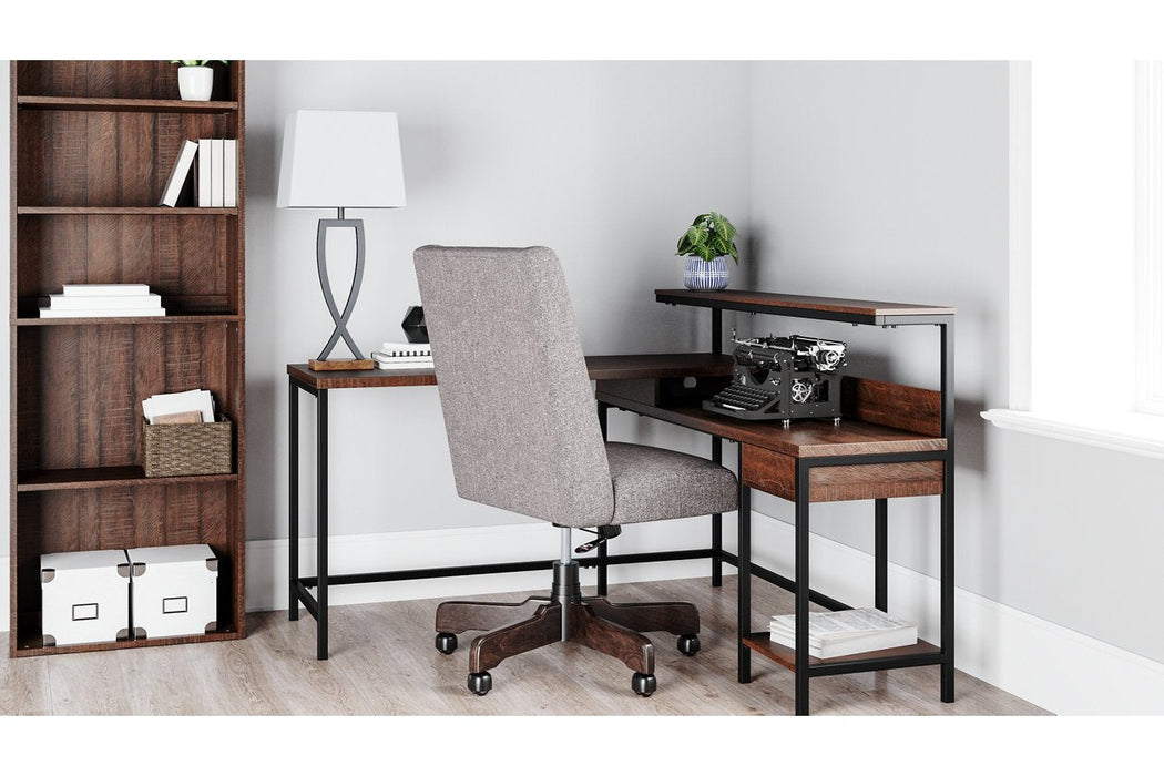Camiburg Warm Brown Home Office L-Desk with Storage - H283-24 - Gate Furniture
