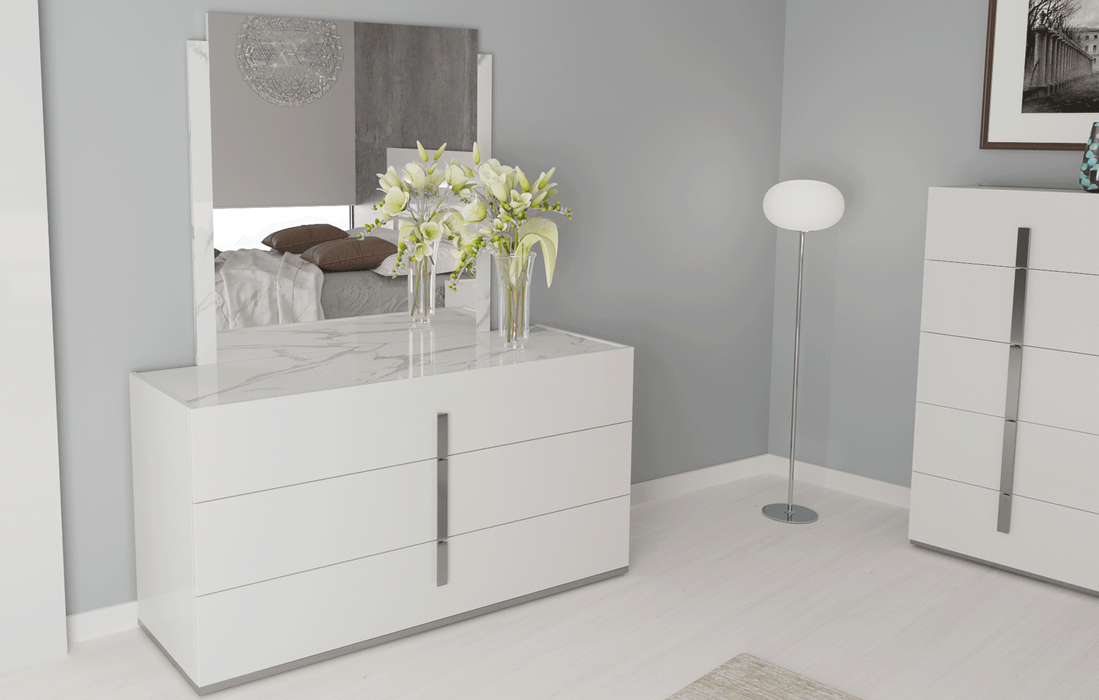 Carrara White Bedroom W/Light Set - Gate Furniture