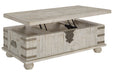 Carynhurst White Wash Gray Coffee Table with Lift Top - T757-9 - Gate Furniture