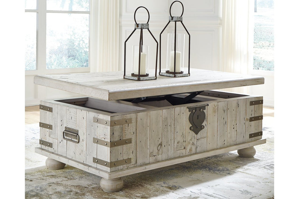 Carynhurst White Wash Gray Coffee Table with Lift Top - T757-9 - Gate Furniture